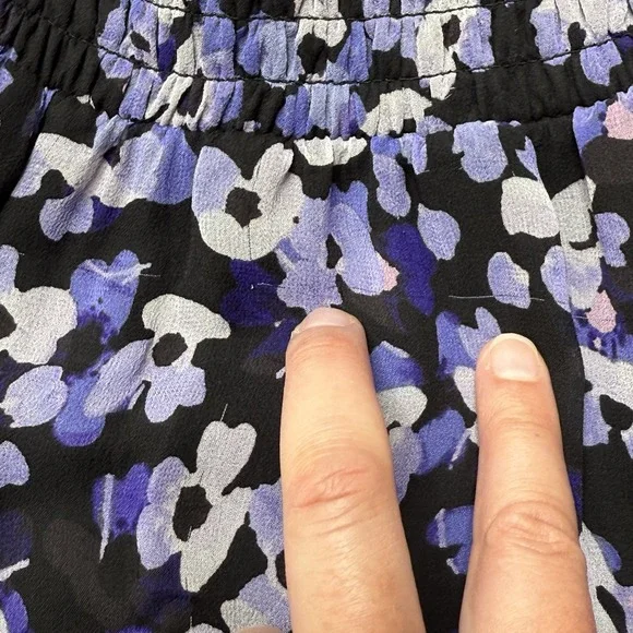 Kate Spade Purple Silk Mini Skirt Multi Floral Hydrangea Chiffon Tiered Black XS - Picture 13 of 13